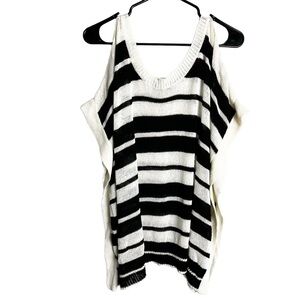 Love Culture - Black & White Striped‎ Sweater Cold Shoulder - Sz. M/L